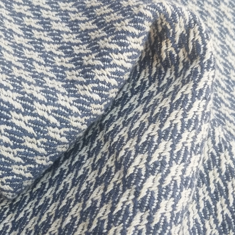 blue & white textured upholstery fabric woven 1.3 yards